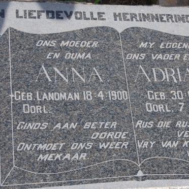 ? Adriaan 1894-1955 &amp; Anna LANDMAN 1900-