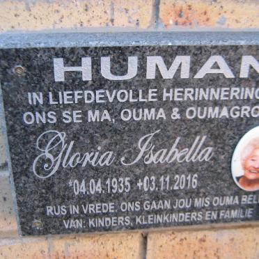 HUMAN Gloria Isabella 1935-2016