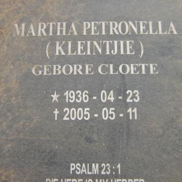 CALDWELL Martha Petronella nee CLOETE 1936-2005