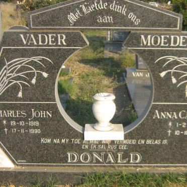 DONALD Charles John 1919-1990 &amp; Anna Catharina 1922-1996
