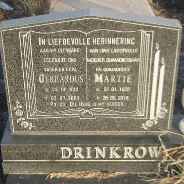 DRINKROW Gerhardus 1922-2000 &amp; Martie 1922-2016