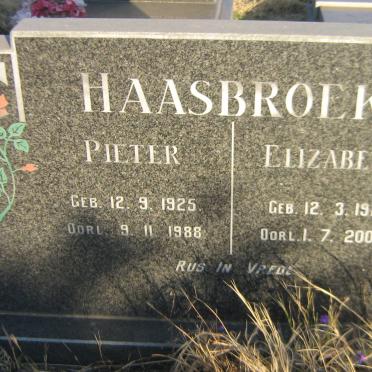 HAASBROEK Pieter 1925-1988 &amp; Elizabeth 1926-2000