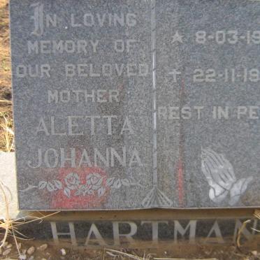 HARTMAN Aletta Johanna 1903-1988