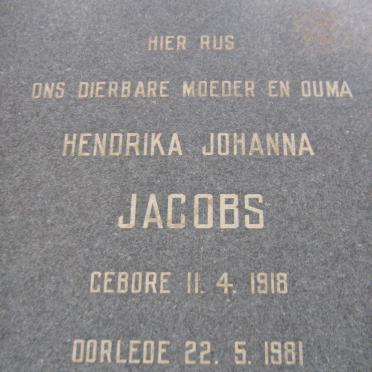JACOBS Hendrika Johanna 1918-1981