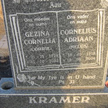 KRAMER Cornelius Adriaan 1919-2004 &amp; Gezina Cornelia 1929-2003