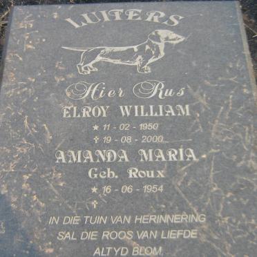 LUITERS Elroy William 1950-2000 &amp; Amanda Maria ROUX 1954-
