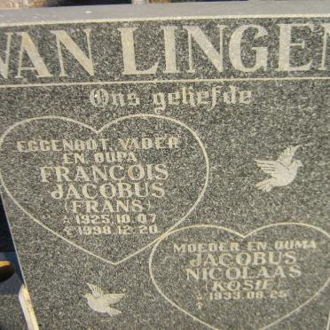 LINGEN Francois Jacobus, van 1925-1998 &amp; Jacobus Nicolaas 1933-