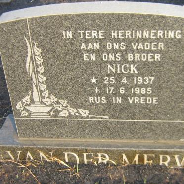 MERWE Nick, van der 1937-1985