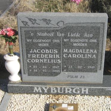 MYBURGH Jacobus Frederik Cornelius 1947-2005 &amp; Magdalena Carolina 1949-