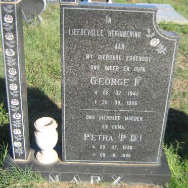 MARX George F. 1941-1995 &amp; P.D. 1936-1996