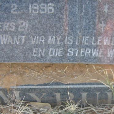 MYBURGH Jacobus 1935-1996 &amp; Maria Elizabeth Catharina VAN DER WALT 1939-