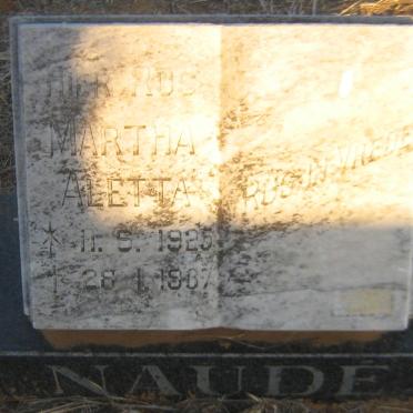 NAUDE Martha Aletta 1925-1987