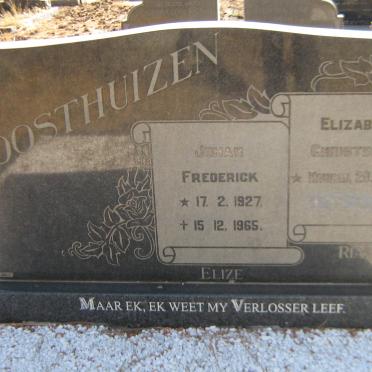 OOSTHUIZEN Johan Frederick 1927-1965 &amp; Elizabeth Christina J. KRUGER 1931-201?
