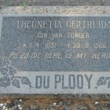 PLOOY Theunetta Gertruida, du nee VAN TONDER 1891-1966