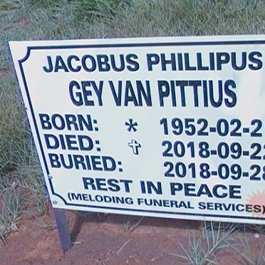 PITTIUS Jacobus Phillipus, Gey van 1952-2018