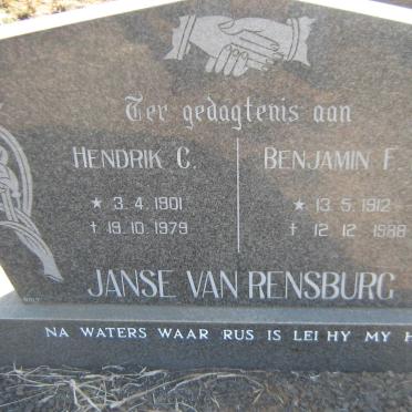 RENSBURG Hendrik C., Janse van 1901-1979 :: JANSE VAN RENSBURG Benjamin F.R. 1912-1988