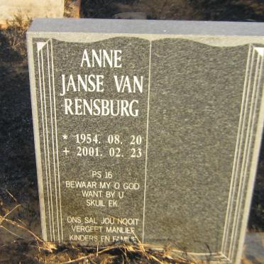 RENSBURG Anne, Janse van 1954-2001