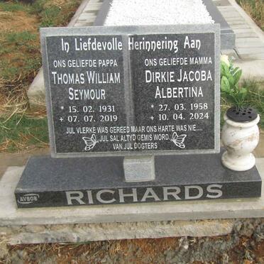 RICHARDS Thomas William Seymour 1931-2019 & Dirkie Jacoba Albertina 1958-2024