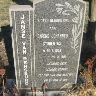RENSBURG Barend Johannes Gysbertus, Janse van 1926-1981