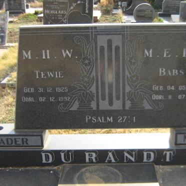 RANDT M.H.W., du 1925-1992 &amp; M.E.H. 1927-1993