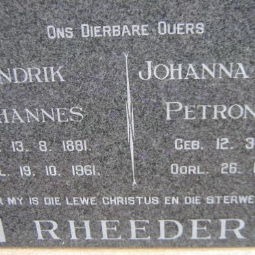 RHEEDER Hendrik Johannes 1881-1961 &amp; Johanna Helena Petronella 1892-1970