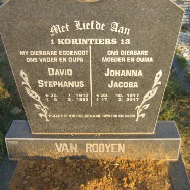 ROOYEN David Stephanus, van 1912-1992 &amp; Johanna Jacoba 1917-2017