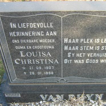 RHYN Louisa Christina, van 1907-1998