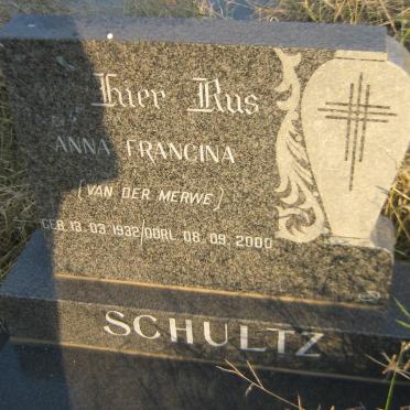 SCHULTZ Anna Francina nee VAN DER MERWE 1932-2000