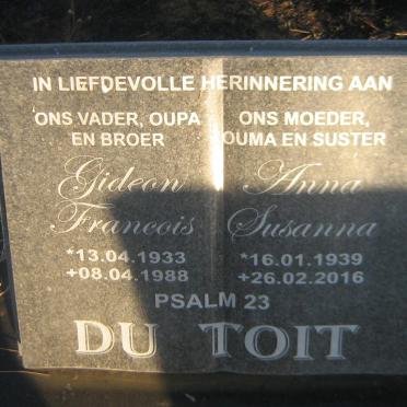 TOIT Gideon Francois, du 1933-1988 &amp; Anna Susanna 1939-2016