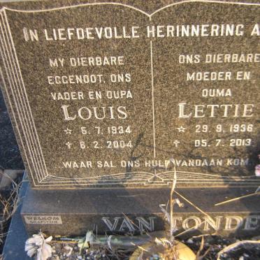 TONDER Louis, van 1934-2004 &amp; Lettie 1936-2013