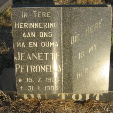 TOIT Jeanette Petronella, du 1908-1988