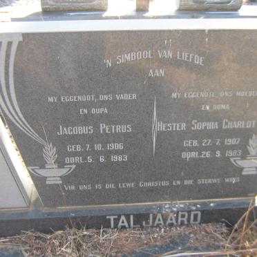 TALJAARD Jacobus Petrus 1906-1983 &amp; Hester Sophia Charlotte 1907-1983