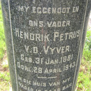 VYVER Hendrik Petrus, van der 1881-1943 &amp; Anna Catharina Phillippina 1884-1965