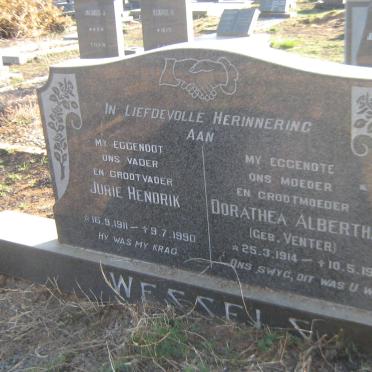 WESSELS Jurie Hendrik 1911-1990 &amp; Dorathea Albertha VENTER 1914-1976