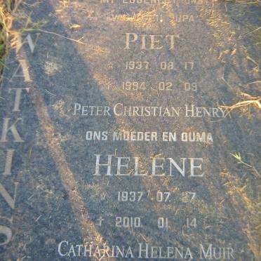 WATKINS Peter Christian Henry 1937-1994 en Catharina Helena MUIT 1937-2010