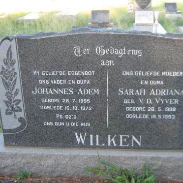 WILKEN Johannes Adem 1895-1972 &amp; Sarah Adriana V.D. VYVER 1908-1993