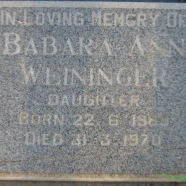 WEININGER Barbara Ann 196?-1970