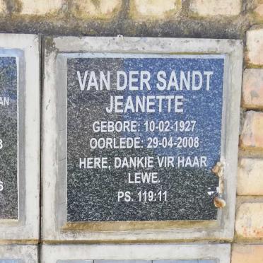 SANDT Jeanette, van der 1927-2008