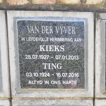 VYVER Kieks, van der 1927-2013 &amp; Ting 1924-2016