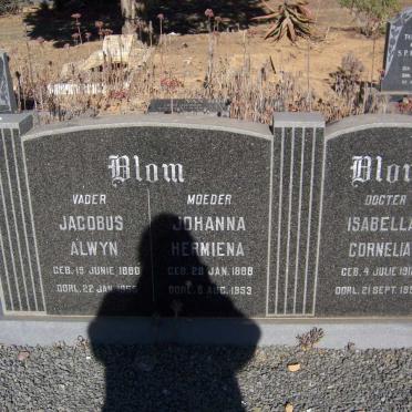 BLOM Jacobus Alwyn 1880-1955 &amp; Johanna Hermina 1888-1953 :: BLOM Isabella Cornelia 1912 -1951