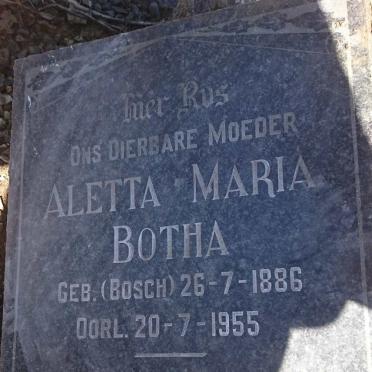 BOTHA Aletta Maria nee BOSCH 1886-1955