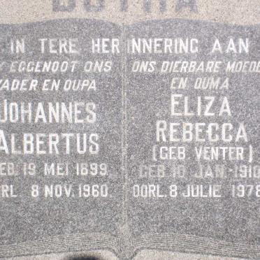 BOTHA Johannes Albertus 1899-1960 &amp; Eliza Rebecca VENTER 1910-1978
