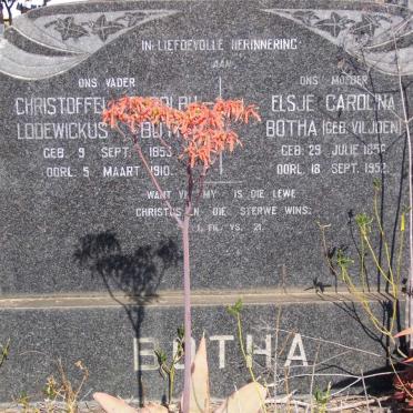 BOTHA Christoffel Rudolph Lodewickus 1853-1910 &amp; Elsje Carolina VILJOEN 1856-1952