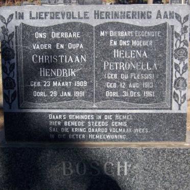 BOSCH Christiaan Hendrik 1909-1991 &amp; Helena Petronella DU PLESSIS 1913-1961