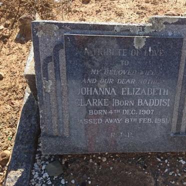 CLARKE Johanna Elizabeth nee BADDIS 1907-1951
