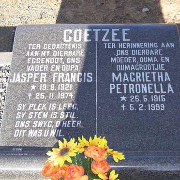 COETZEE Jasper Francis 1921-1974 &amp; Magrietha Petronella 1915-1999