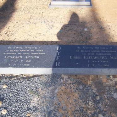 DYER Leonard Arthur 1910-1985 &amp; Dirkie Elizabeth Aletta 1913-1996
