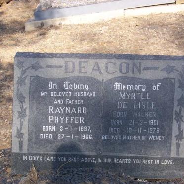 DEACON Raynard Phyffer 1897-1966 &amp; Myrtle de Lisle WALKER 1901-1978