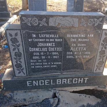 ENGELBRECHT Johannes Cornelius Coetzee 1904-1967 &amp; Aletta 1916-1998