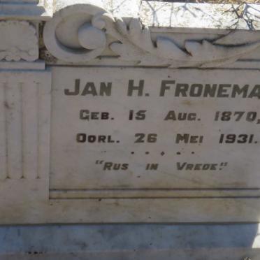 FRONEMAN Jan H. 1870-1931